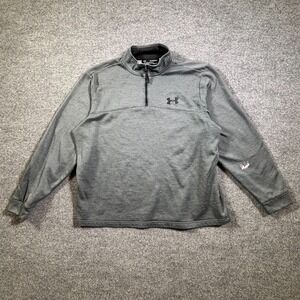 Under Armour Cold Gear Sweatshirt Men's 2XL Gray Fleece Lined 1/4 Zip Workout